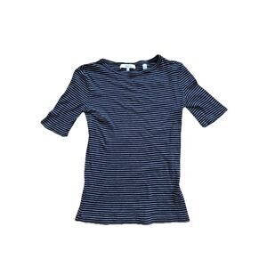 Vince Womens Striped Scoop Neck 3/4 Sleeve Top Gray Sz Small Lightweight A001048